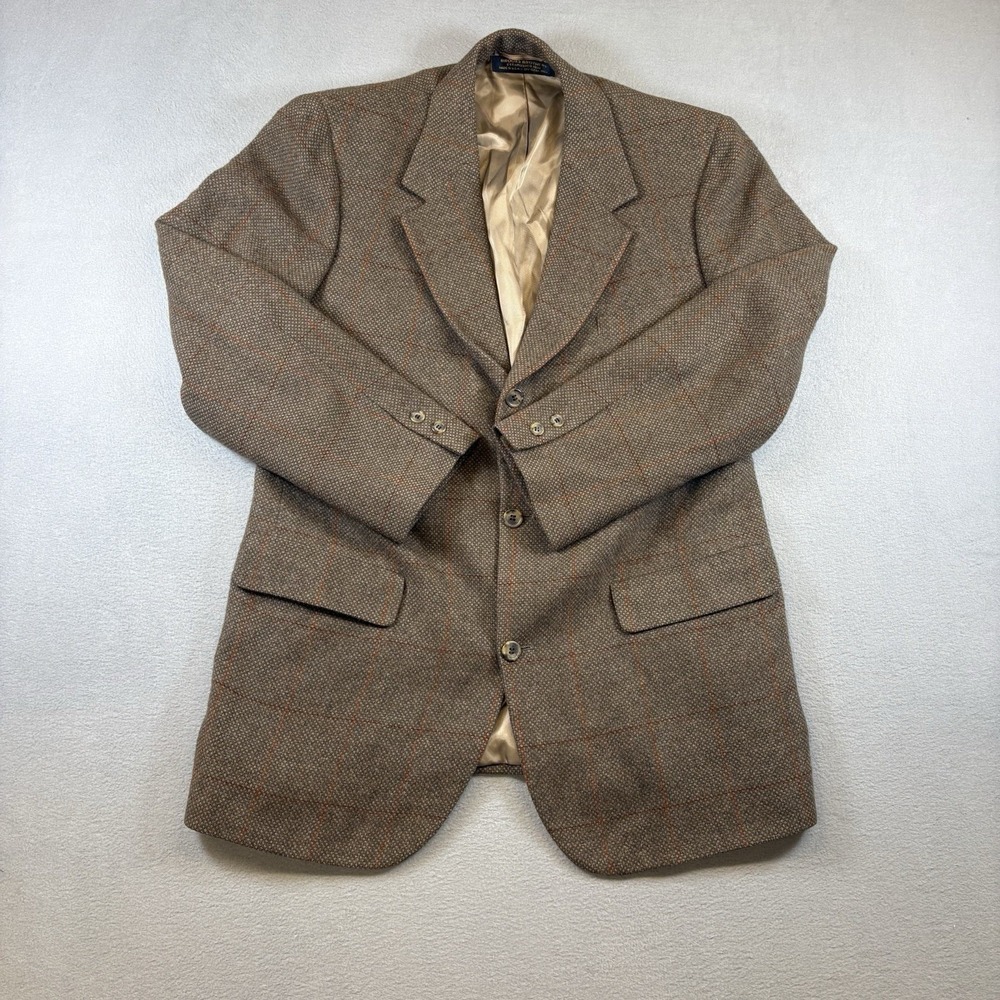 Brooks Brothers 100% Camelhair Sport Coat Beige Windowpane USA See Measurements